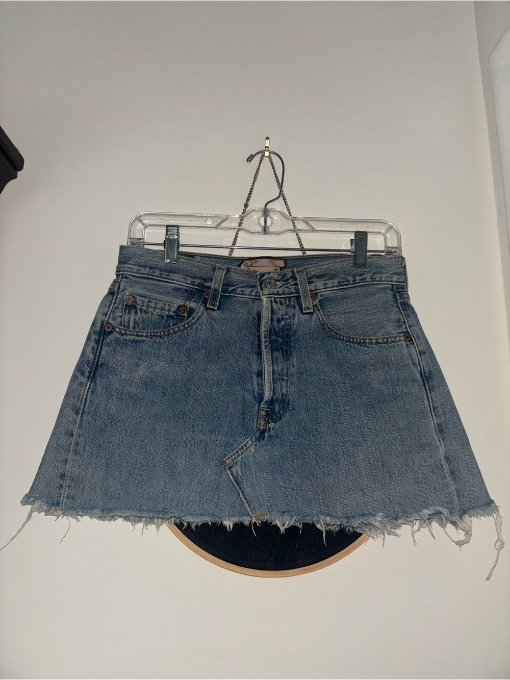 Levi's Washed Blue A-Line Denim Mini Skirt